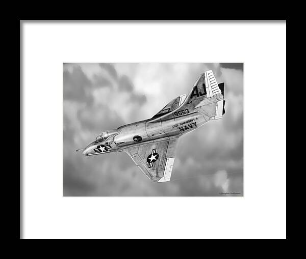Military Framed Print featuring the drawing Douglas A-4C Skyhawk by Douglas Castleman