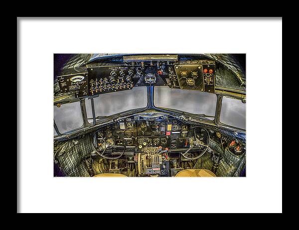 Douglas C-47 Skytrain Cockpit Framed Print featuring the photograph Douglas C-47 Skytrain Cockpit by Tommy Anderson
