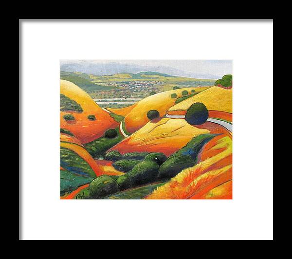 Landscape Framed Print featuring the painting Down Metcalf Road by Gary Coleman