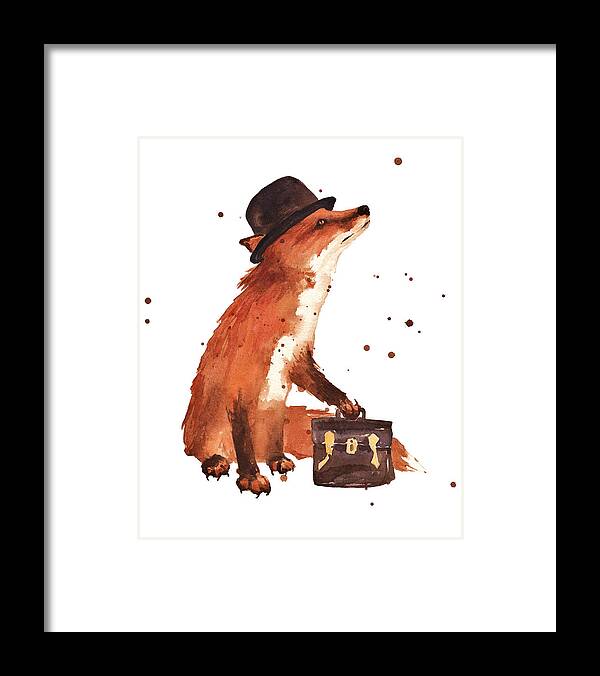 Fox Framed Print featuring the painting Downtown Fox by Alison Fennell