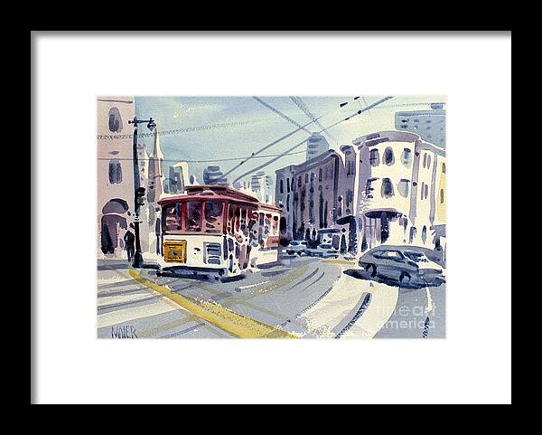 Cable Car Framed Print featuring the painting Downtown San Francisco by Donald Maier
