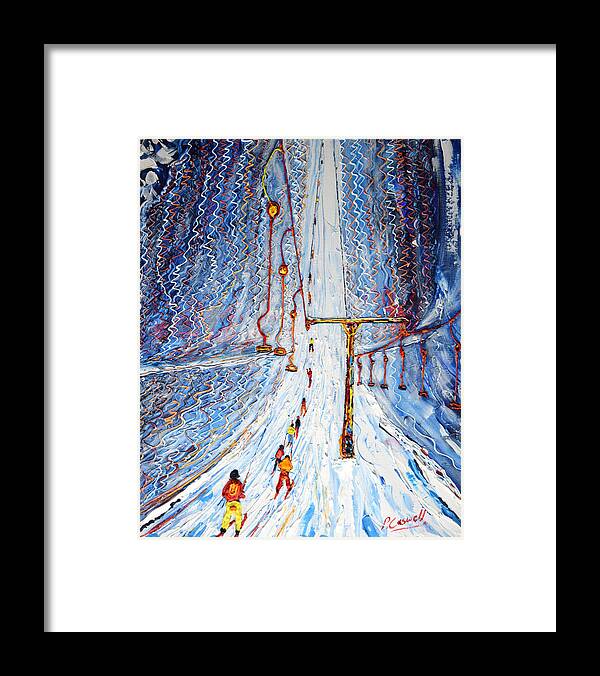 Drag Framed Print featuring the painting Drag Lift Four Valleys by Pete Caswell