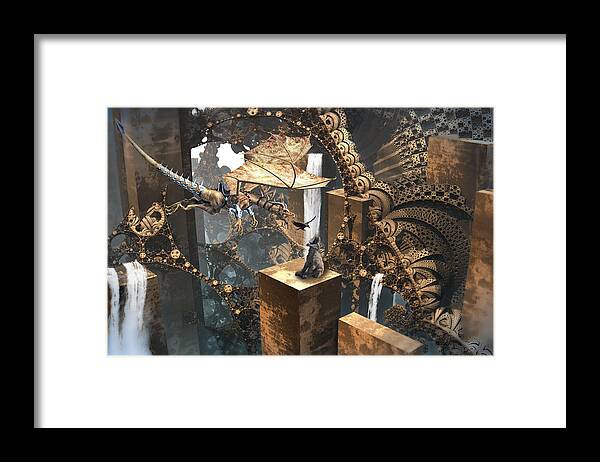 Water Framed Print featuring the digital art Dragon Dinner by Hal Tenny