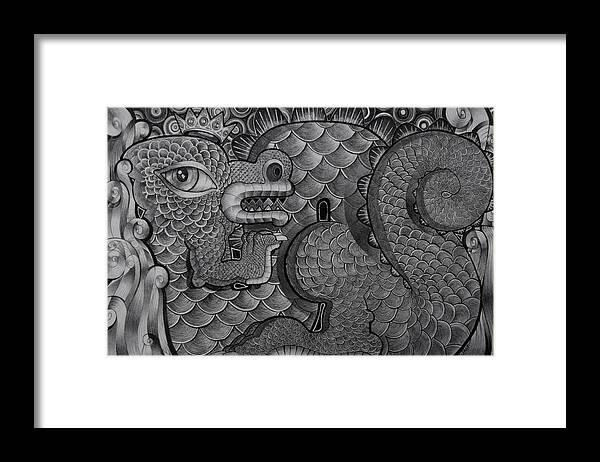 Art Framed Print featuring the drawing Dragon King by Myron Belfast