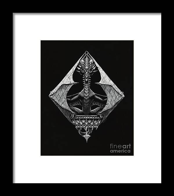 Dragon Framed Print featuring the drawing Dragon of Diamonds by Stanley Morrison