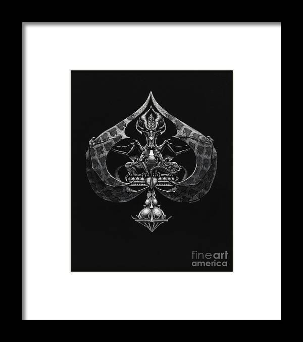 Dragon Framed Print featuring the drawing Dragon of Spades by Stanley Morrison