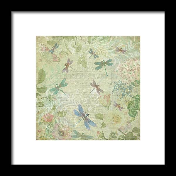 Dragonfly Framed Print featuring the digital art Dragonfly Dream by Peggy Collins