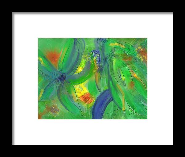 Abstract Framed Print featuring the digital art Dragonfly Talk by Sherry Killam