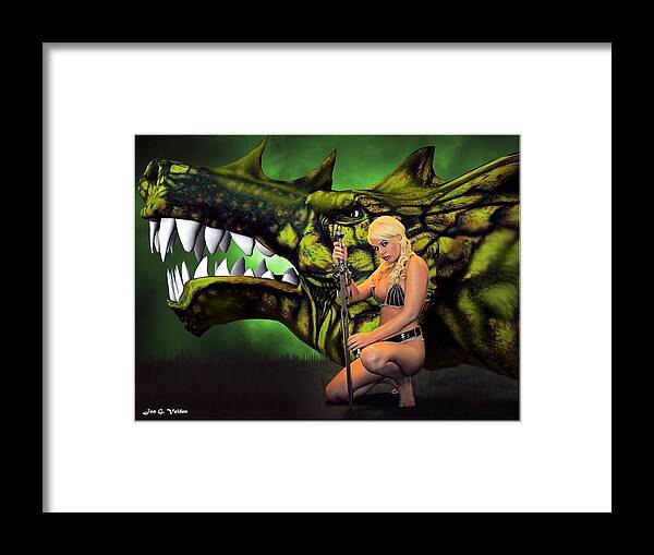 Fantasy Framed Print featuring the painting Dragon's Bane Color by Jon Volden