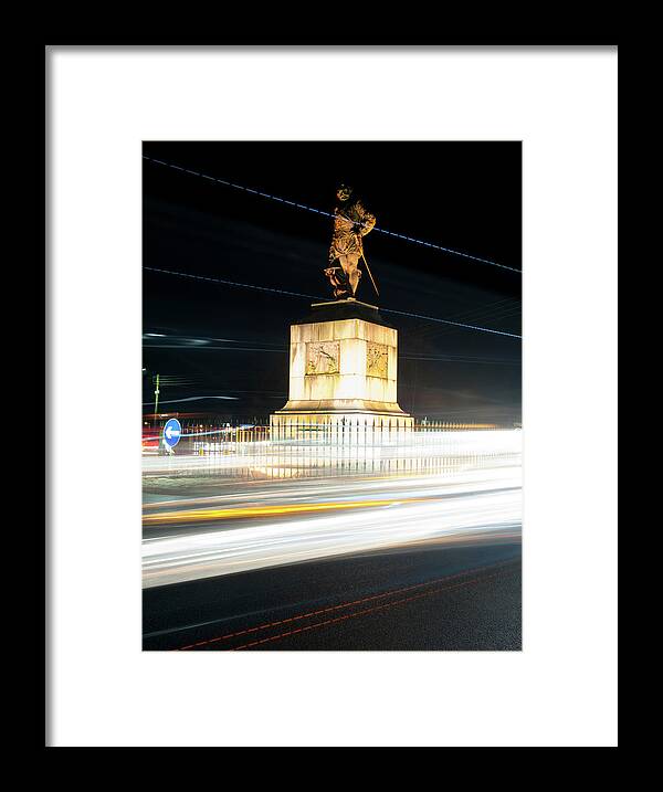 Helen Northcott Framed Print featuring the photograph Drake's Statue Traffic Trails ii by Helen Jackson