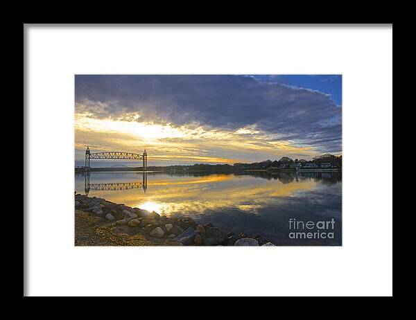 Train Bridge Framed Print featuring the photograph Dramatic Cape Cod Canal Sunrise by Amazing Jules
