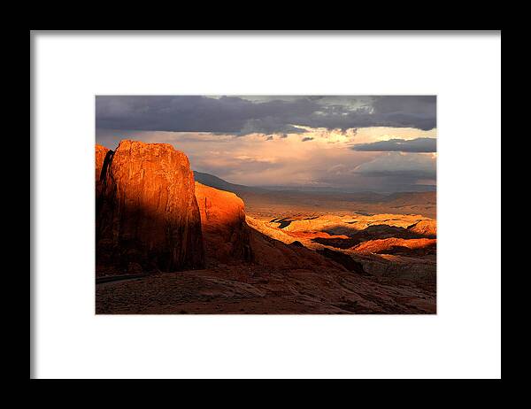 Dramatic Framed Print featuring the photograph Dramatic Desert Sunset by Ted Keller