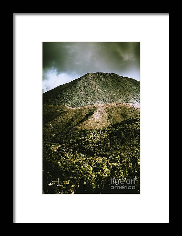 Dramatic Framed Print featuring the photograph Dramatic view on Mount Zeehan against stormy cloud by Jorgo Photography
