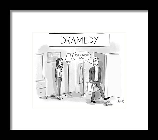 Dramedy Framed Print featuring the drawing Dramedy by Jason Adam Katzenstein