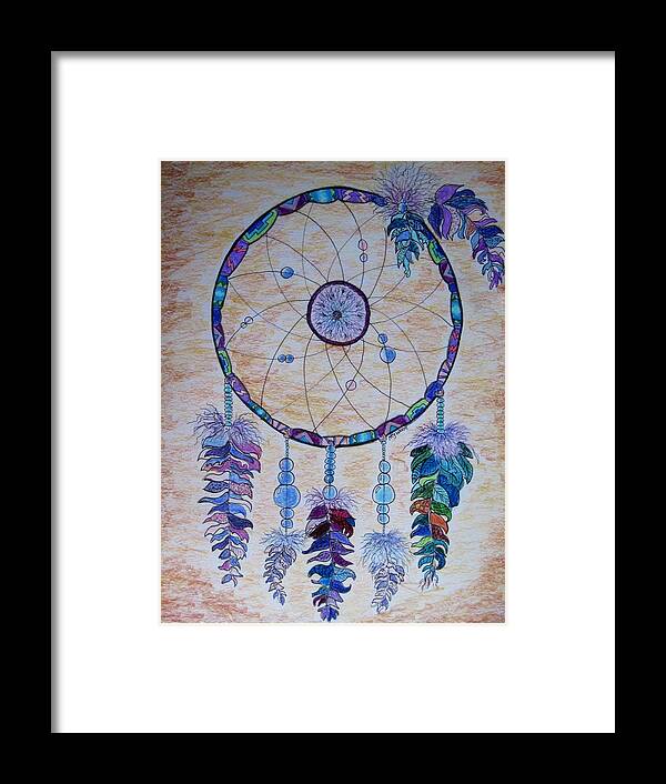 Dream Catchers Framed Print featuring the drawing Dream catcher by Megan Walsh