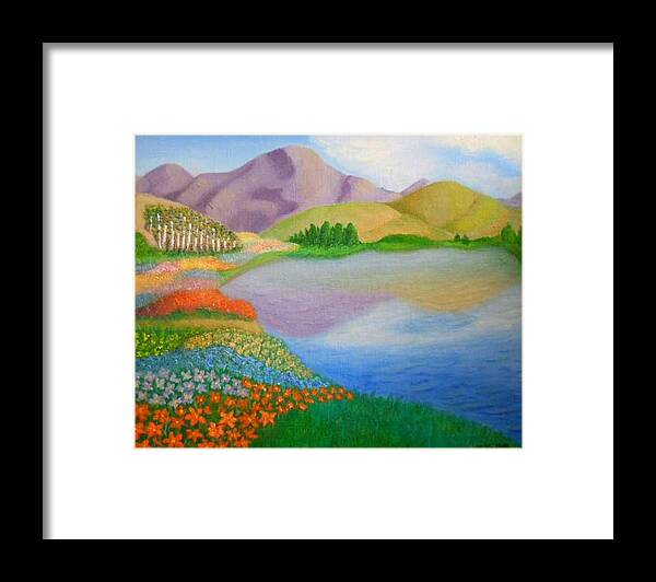 Mountains Framed Print featuring the painting Dream Land by Sheri Keith