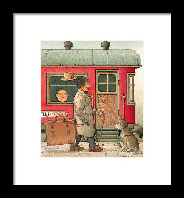 Dream Suitcase Train Trip Travel Framed Print featuring the painting Dream Suitcase by Kestutis Kasparavicius