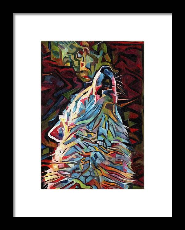 Wolf Framed Print featuring the painting Dream Wolf by David Stribbling