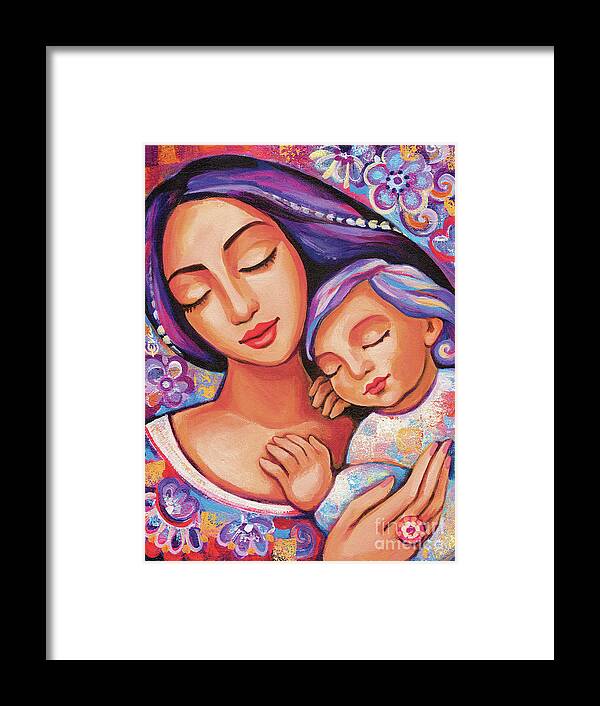 Mother And Child Framed Print featuring the painting Dreaming Together by Eva Campbell