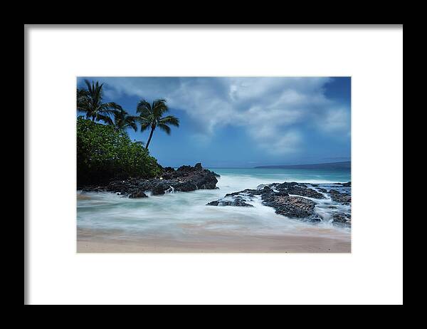 Secret Beach Seascape Ocean Palmtrees Maui Hawaii Long Exposure Framed Print featuring the photograph Dreamland by James Roemmling