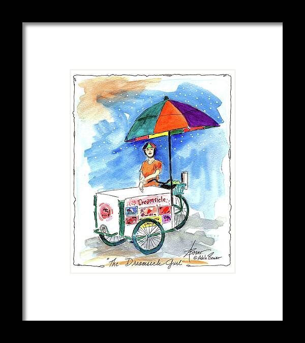 Ice Cream Framed Print featuring the painting Dreamsicle Girl by Adele Bower
