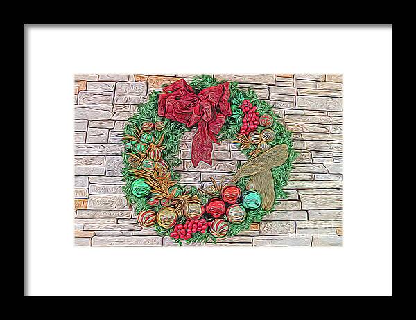 Usa Framed Print featuring the digital art Dreamy Holiday Wreath by Ray Shiu