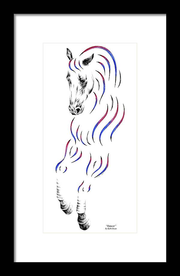 Dressage Framed Print featuring the drawing Dressage Horse Dancer Print by Kelli Swan