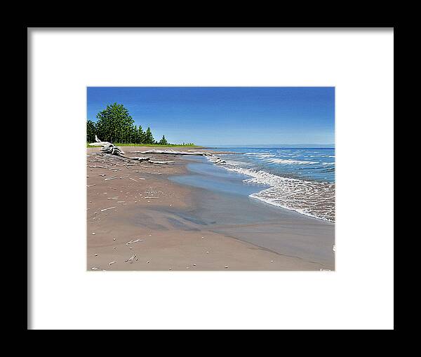 Beaches Framed Print featuring the painting Driftwood Beach by Kenneth M Kirsch