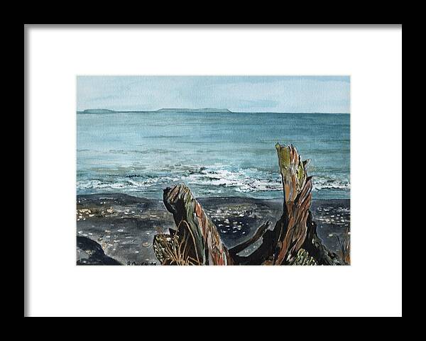 Watercolor Framed Print featuring the painting Driftwood by Brenda Owen