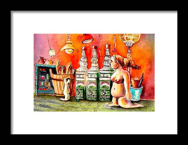 Travel Framed Print featuring the painting Drinking Herbs In Cala Ratjada by Miki De Goodaboom
