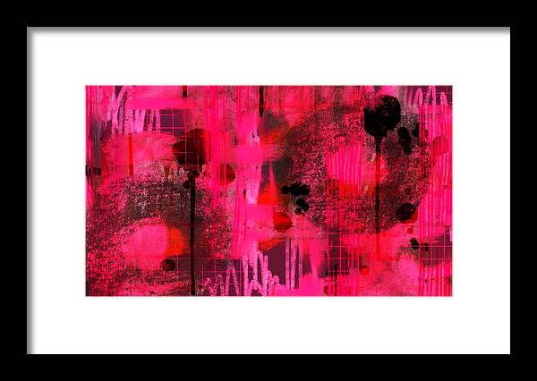 Digital Abstract Framed Print featuring the digital art Dripping Pink by Lisa Noneman