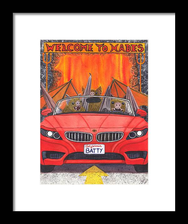 Bat Framed Print featuring the painting Driving like bats out of hell by Catherine G McElroy