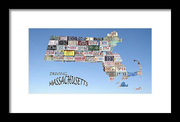 Massachusetts State Map Framed Print featuring the photograph Driving Massachusetts by Jewels Hamrick