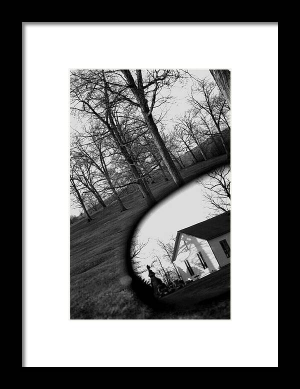 Death Framed Print featuring the photograph Duality - A Black and White Photograph Symbolically Representing the Gravity of Choice by Angela Rath