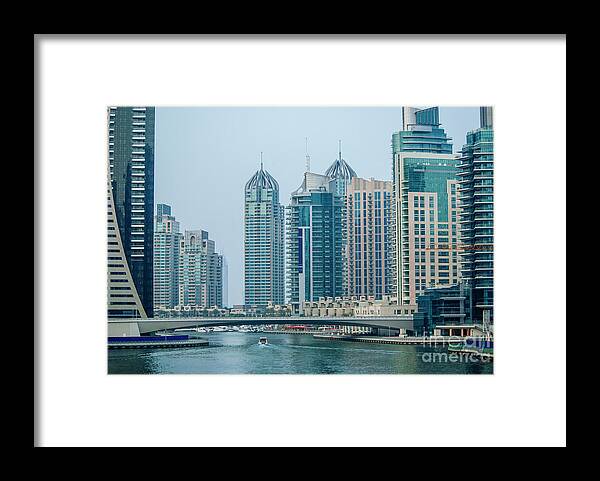 Dubai Framed Print featuring the photograph Dubai marina cityscape by Jelena Jovanovic