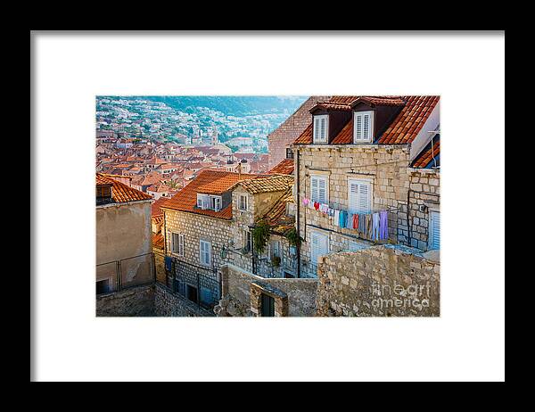 Adriatic Framed Print featuring the photograph Dubrovnik Clothesline by Inge Johnsson