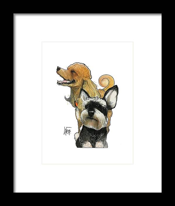Pet Portrait Framed Print featuring the drawing Dudot 7-1467 by John LaFree