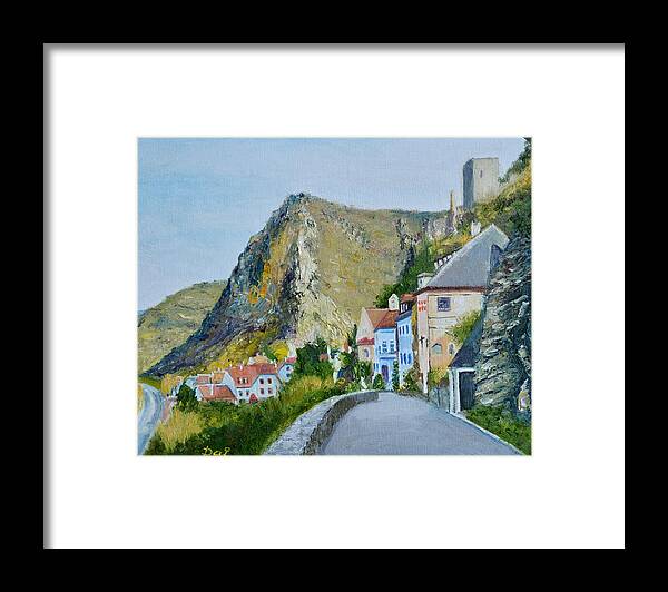 Danube Framed Print featuring the painting Duernstein on the Danube in Austria by Dai Wynn