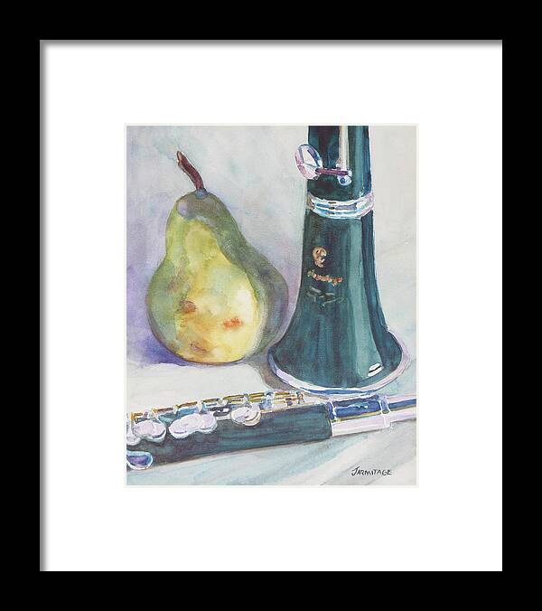 Clarinet Framed Print featuring the painting Duet for a Pear by Jenny Armitage