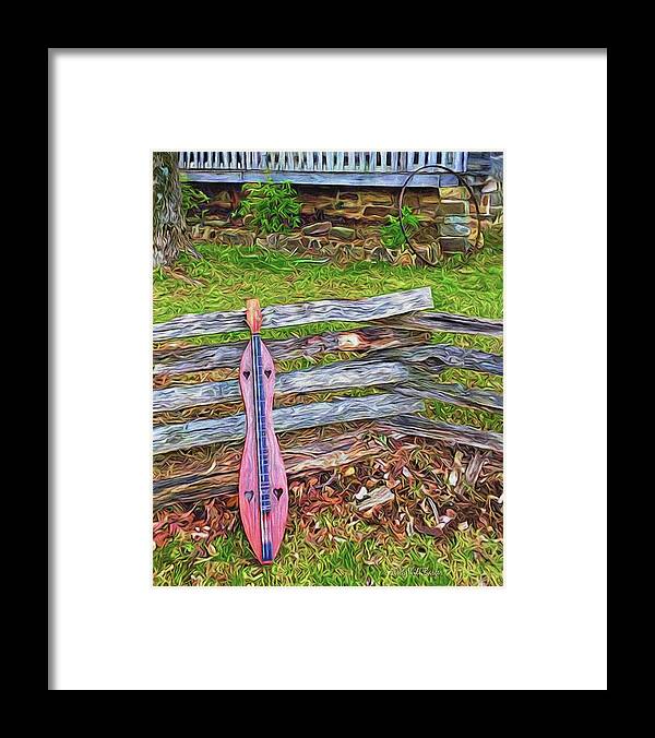 Music Framed Print featuring the painting Dulcimer on a Fence Nbr 1G by Will Barger