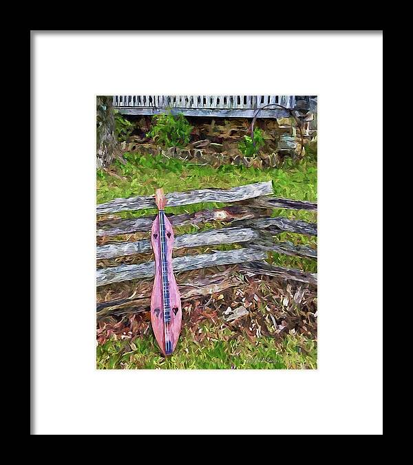Music Framed Print featuring the painting Dulcimer on a Fence Nbr 1H by Will Barger