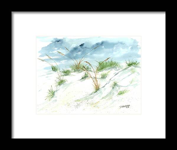 Beach Framed Print featuring the painting Dunes 3 seascape beach painting print by Derek Mccrea
