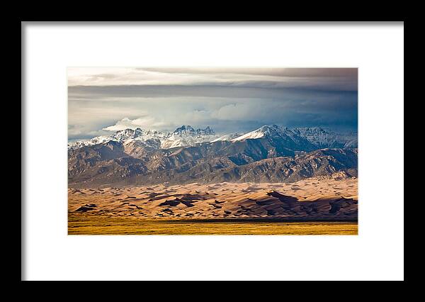 Sand Dunes Framed Print featuring the photograph Dunes and Sangre de Christos by Adam Pender