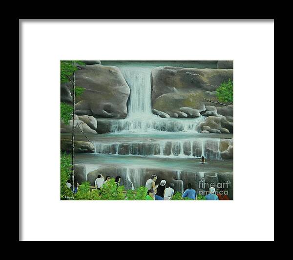 Caribbean Art Framed Print featuring the painting Dunn's River Falls III by Kenneth Harris
