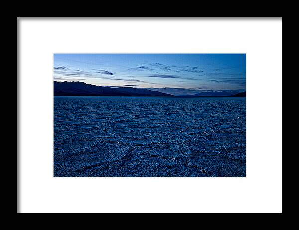 Badwater Basin Framed Print featuring the photograph Dusk at Badwater Basin - Death Valley by Stuart Litoff