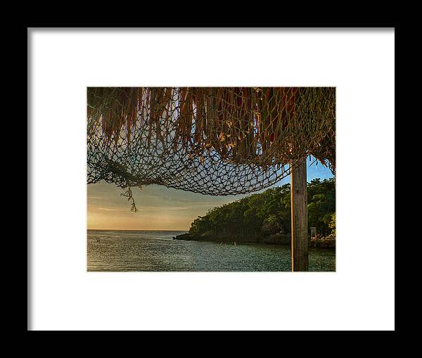 Tropics Framed Print featuring the photograph Dusk at Half Moon Bay Pier - Roatan by Jessica Levant