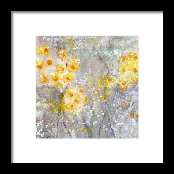 Flower Painting Framed Print featuring the painting Dusty Miller- Abstract Floral Painting by Linda Woods