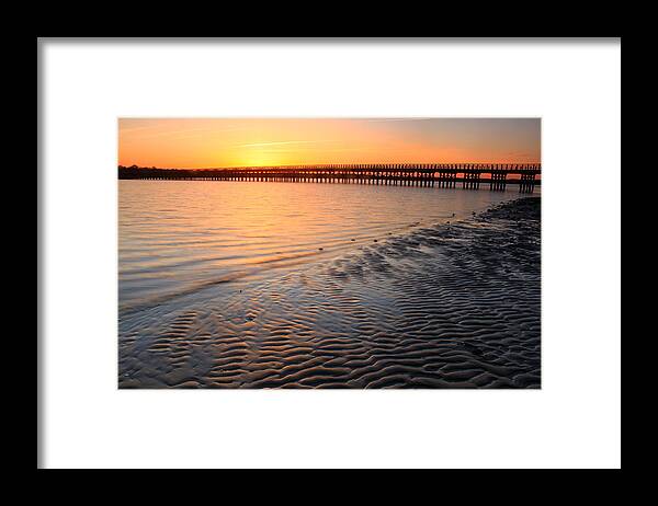 Duxbury Beach Framed Print featuring the photograph Duxbury Beach Powder Point Bridge Sunset by John Burk