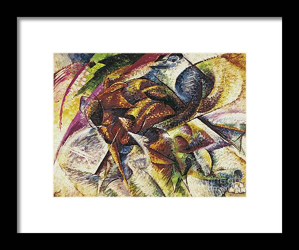 Dynamism Of A Cyclist Framed Print featuring the painting Dynamism of a Cyclist by Umberto Boccioni
