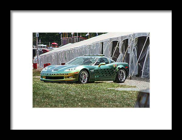 E85 Framed Print featuring the digital art E85 Corvette pace car by Darrell Foster